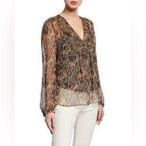 Veronica Beard Lowell Snake Print Silk Blouse With Camisole Size 2